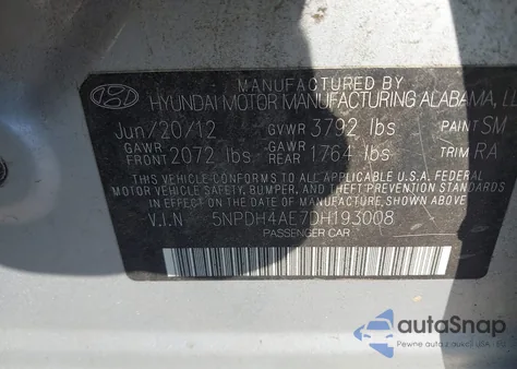 2013 Hyundai Elantra Limited из США, поврежденный, VIN 5NPDH4AE7DH193008